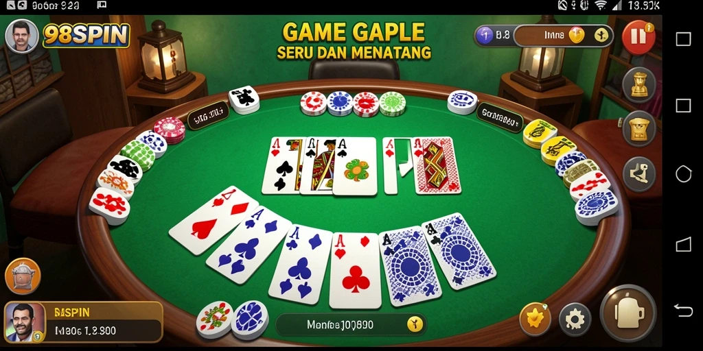 Screenshot gameplay 98SPIN menunjukkan serunya bermain Gaple.