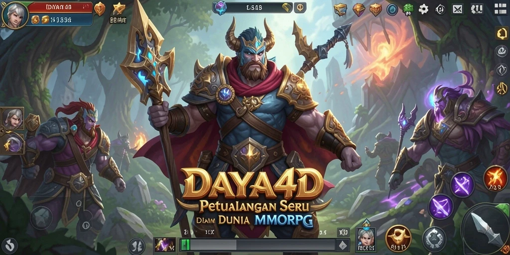 Skrinsut utama DAYA4D menampilkan aksi seru dalam pertarungan antara pemain dan monster.