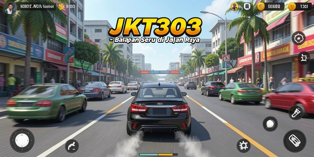 Gameplay JKT303 yang mendebarkan di lintasan balap.