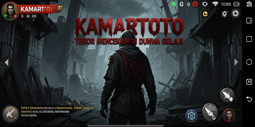 Screenshot permainan KAMARTOTO menampilkan suasana horror yang mencekam.