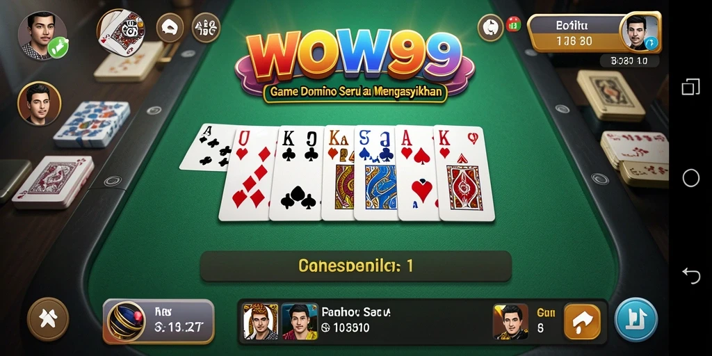 Screenshot utama WOW99 menampilkan gameplay Domino yang seru dan kompetitif.